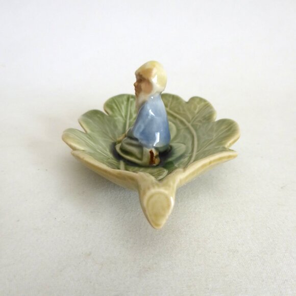 VINTAGE 1950’s IRELAND IRISH WADE PORCELAIN LEPRECHAUN LEAF TRINKET DISH - Picture 4 of 8